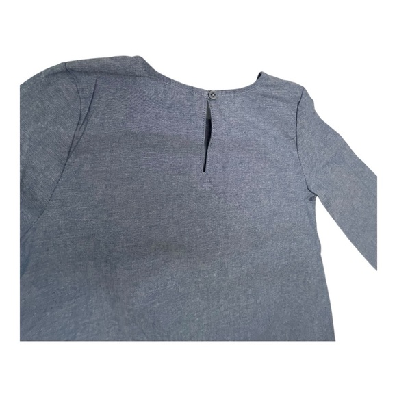 Carter's® Blue Long Sleeve Chambray Blouse with Pleated Front Size: 5T - Picture 4 of 7